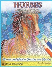 Horses Jumbo Adult Coloring Book - Horses and Ponies Grazing and Racing Color By