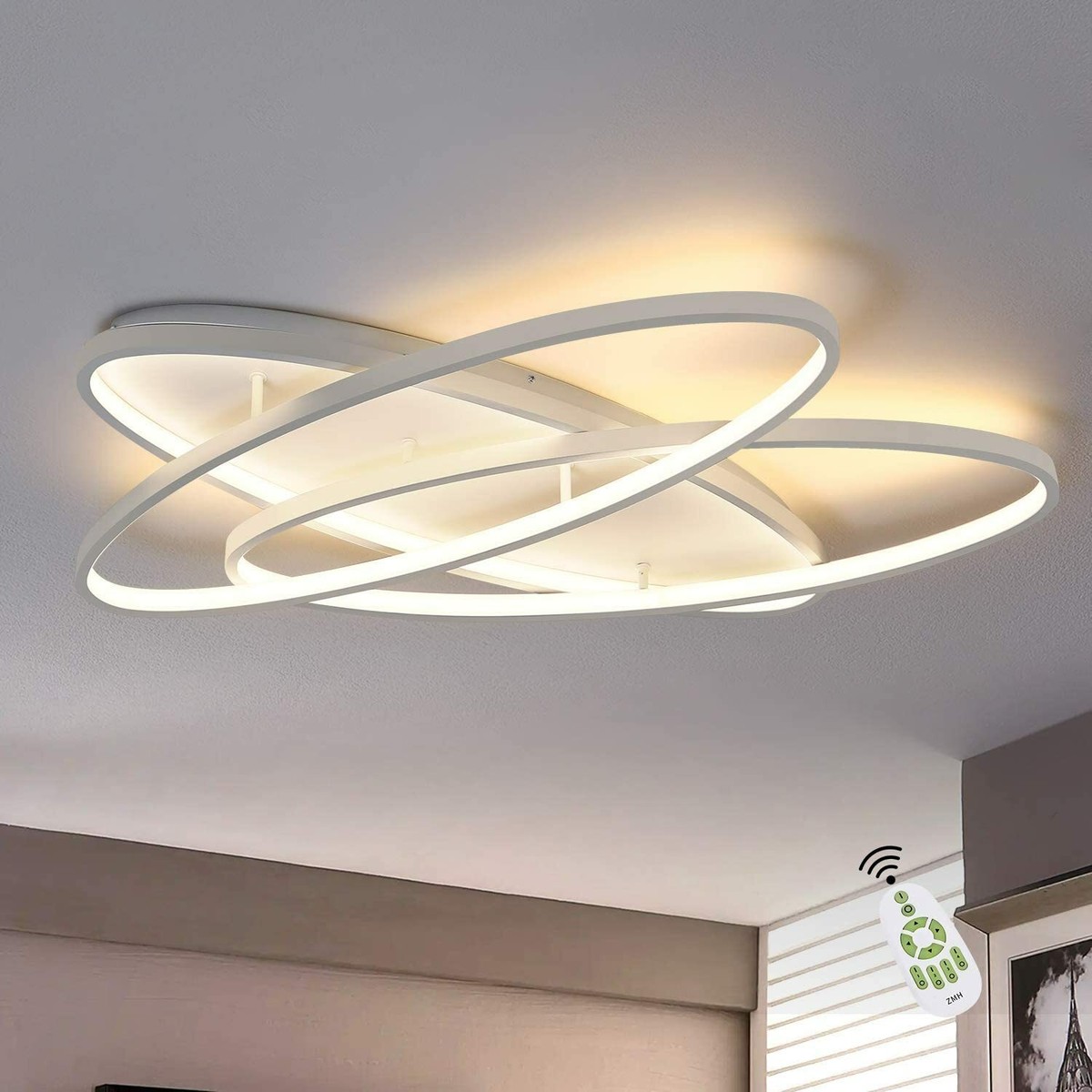 LED Deckenleuchte Dimmbar, 76 W, Rund – Mit Fernbedienung, 3000K–6500K, Schwarz (modernes Design)