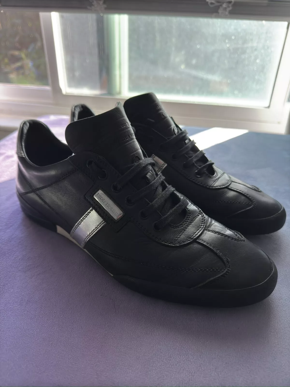 DIOR Homme Baskets à Lacets Cuir Noir Chaussures Homme Taille EU 42 1/2   US 9,5
