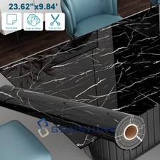 10ft Self Adhesive Wallpaper Marble Paper Peel  Stick Kitchen Countertop Black