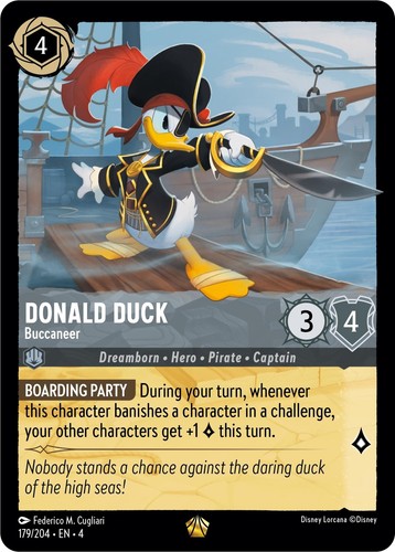 Legendary 2024 Disney Lorcana TCG Donald Duck Buccaneer 179/204