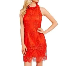 Belle Badgley Mischka Gwen Lace Dress in Poppy Red Women's Size 8 NEW