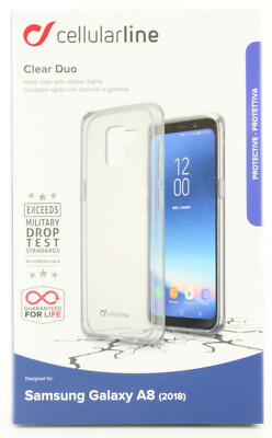 Cellularline Clear Duo Schutz Hülle Samsung Galaxy A8 (2018) Handy Tasche 416