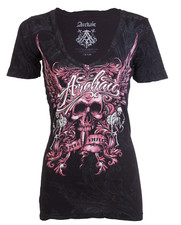 Archaic by Affliction Women's T-shirt Grace Biker Tattoo