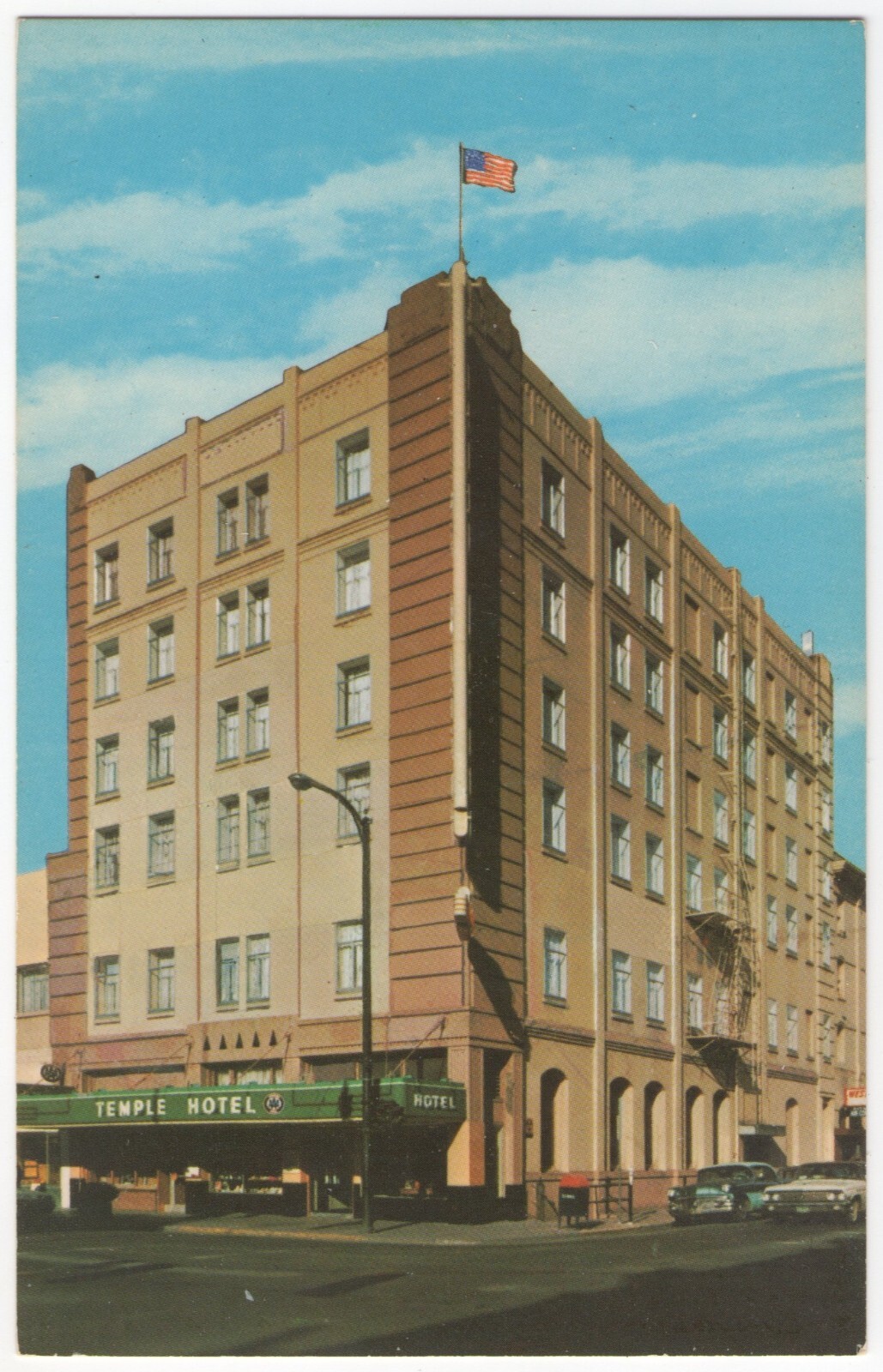 The Temple Motor Hotel Street Scene Old Cars Pendleton Oregon Chrome