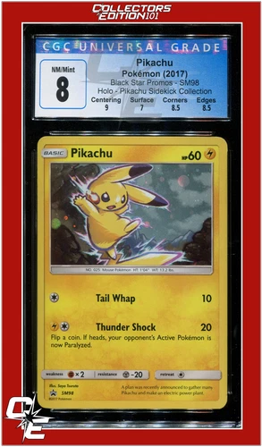 SM Black Star Promo SM98 Pikachu Holo CGC 8 - Subgrades