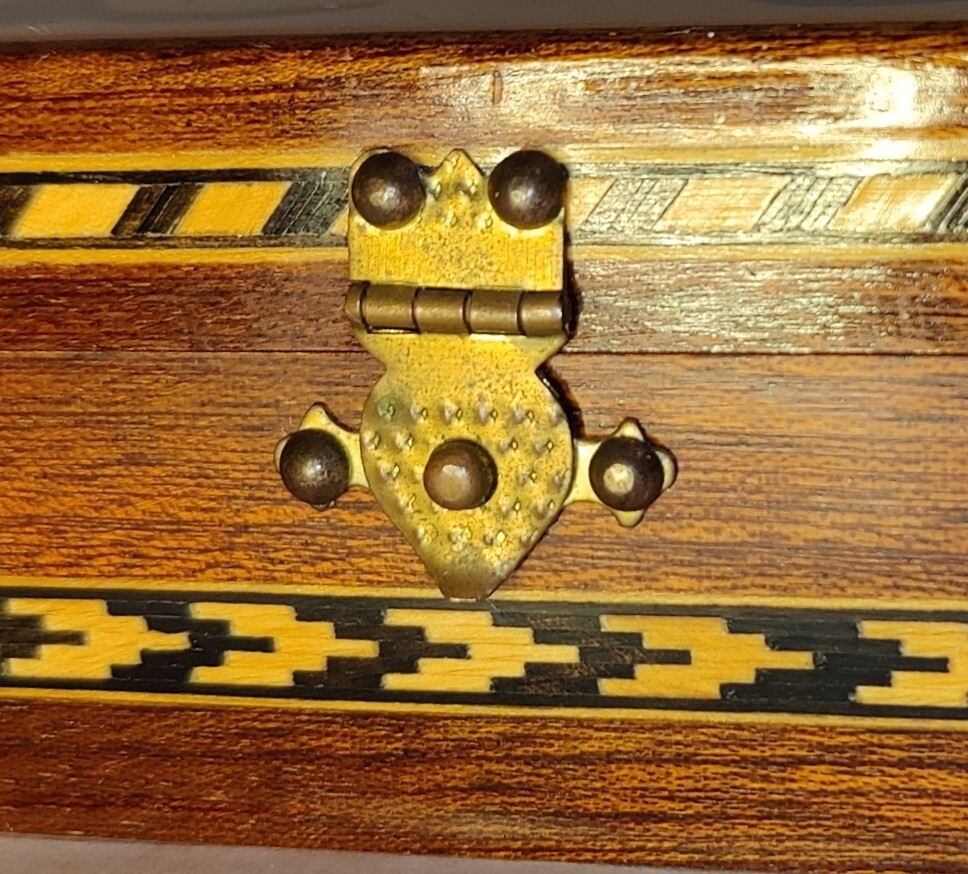 Marquetry Wood Inlay Hinged Boxes 2 Hexagon Made In Spain Rectangle Unmarked 