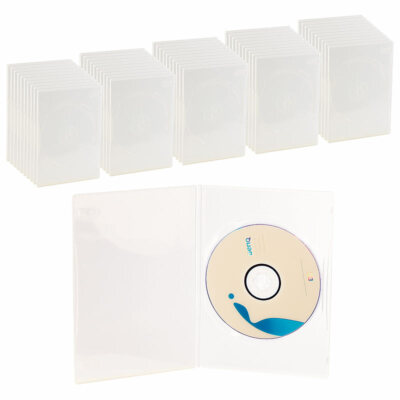 PEARL CD Hülle: DVD Slim (7mm) einzel DVD Box 50er-Set transparent