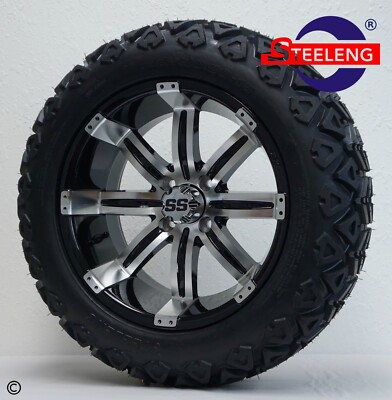 GOLF CART 15''x7'' MACHINED TEMPEST WHEELS and 23''x10''-15'' DOT ALL TERRAIN TIRES