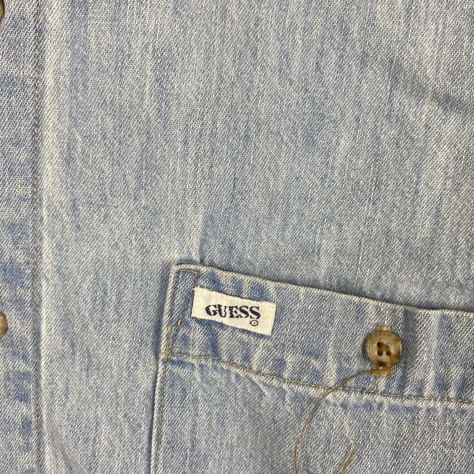 Vintage Guess Jeans Denim Shirt Mens L Blue Streetwear 1990s Made In USA Hip Hop - image 3 of 4