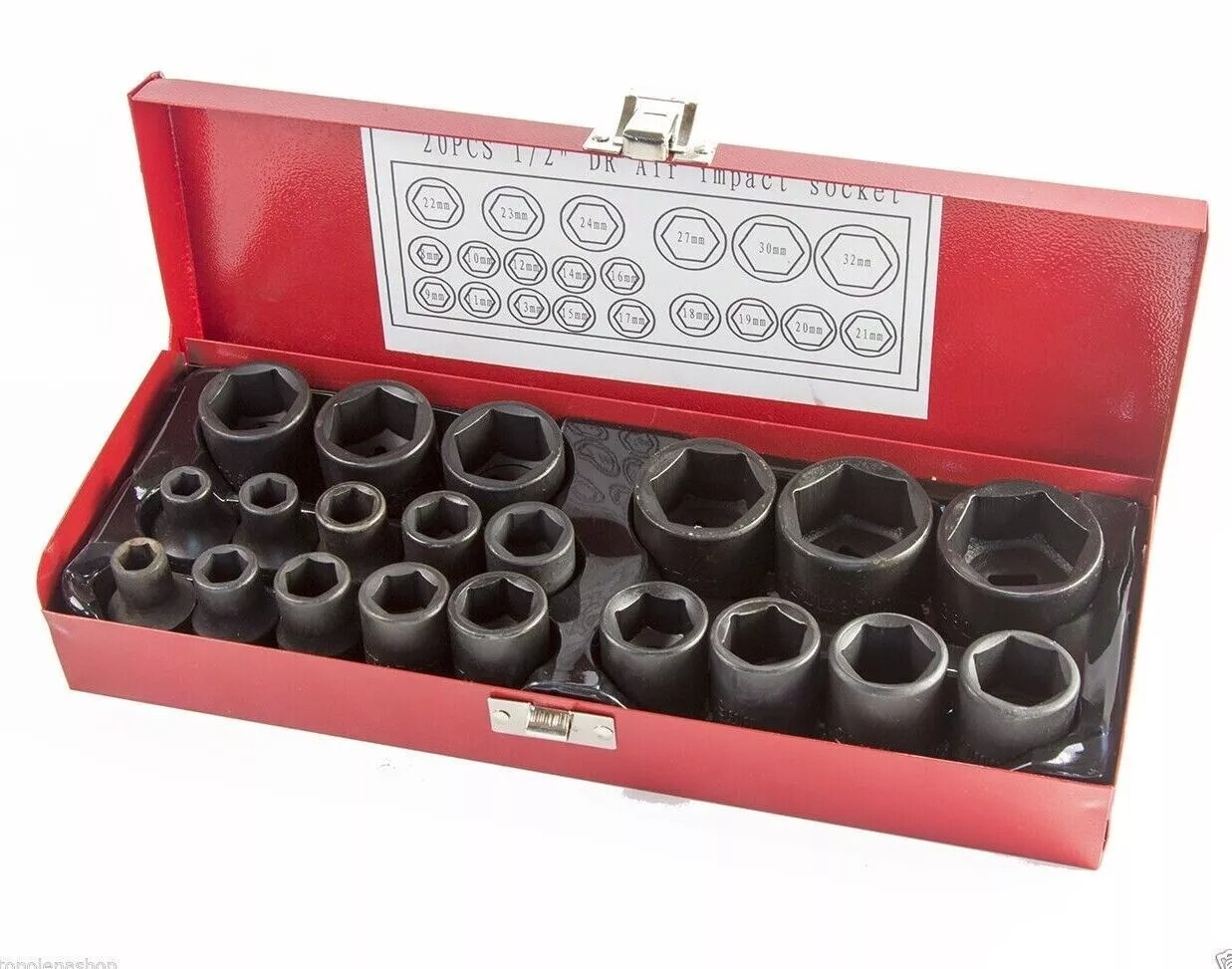 Kit Bussole Boccole 20 Pezzi 1/2 Pollici 8-32mm per Avvitatore a Impulsi