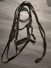 HALTER BRIDLE COMBINATION with REINS Showman Nylon Woven AZTEC Design