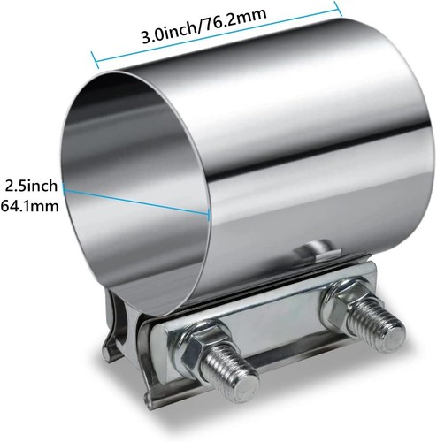 2 Packs 2.5 Inch Butt Joint Band Clamp Coupler Sleeve Stainless Steel for 2.5... - Picture 2 of 3