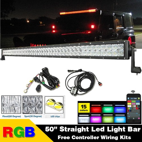 3/4/14/20/22/32/42/50/52"inch Bluetooth Off-road RGB LED Light Bar Rock + Wiring - Picture 41 of 148