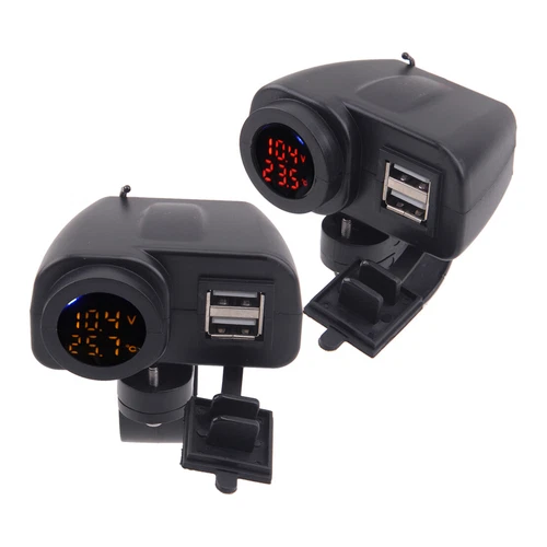 3.5A Dual USB Charger Socket with Voltmeter & Wire Waterproof For Car Motorcycle