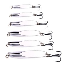 10/20PCS Metal Spoon Jig Fishing Lures Blade Bait Saltwater Tackle Hooks Silver
