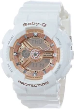 Casio Women's BA-110-7A1CR Rose Gold Analog-Digital White Resin Band Watch