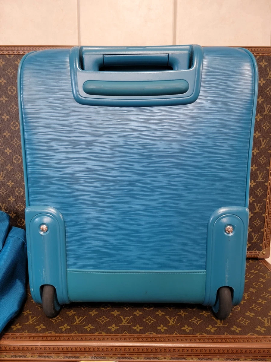 Louis Vuitton Authentic EPI Leather PEGASE 45 Cyan Blue Suitcase