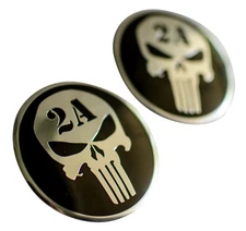 3D Metal 2nd Amendment Punisher Decal Sticker Emblem NRA 2.5" DOME SHAPE