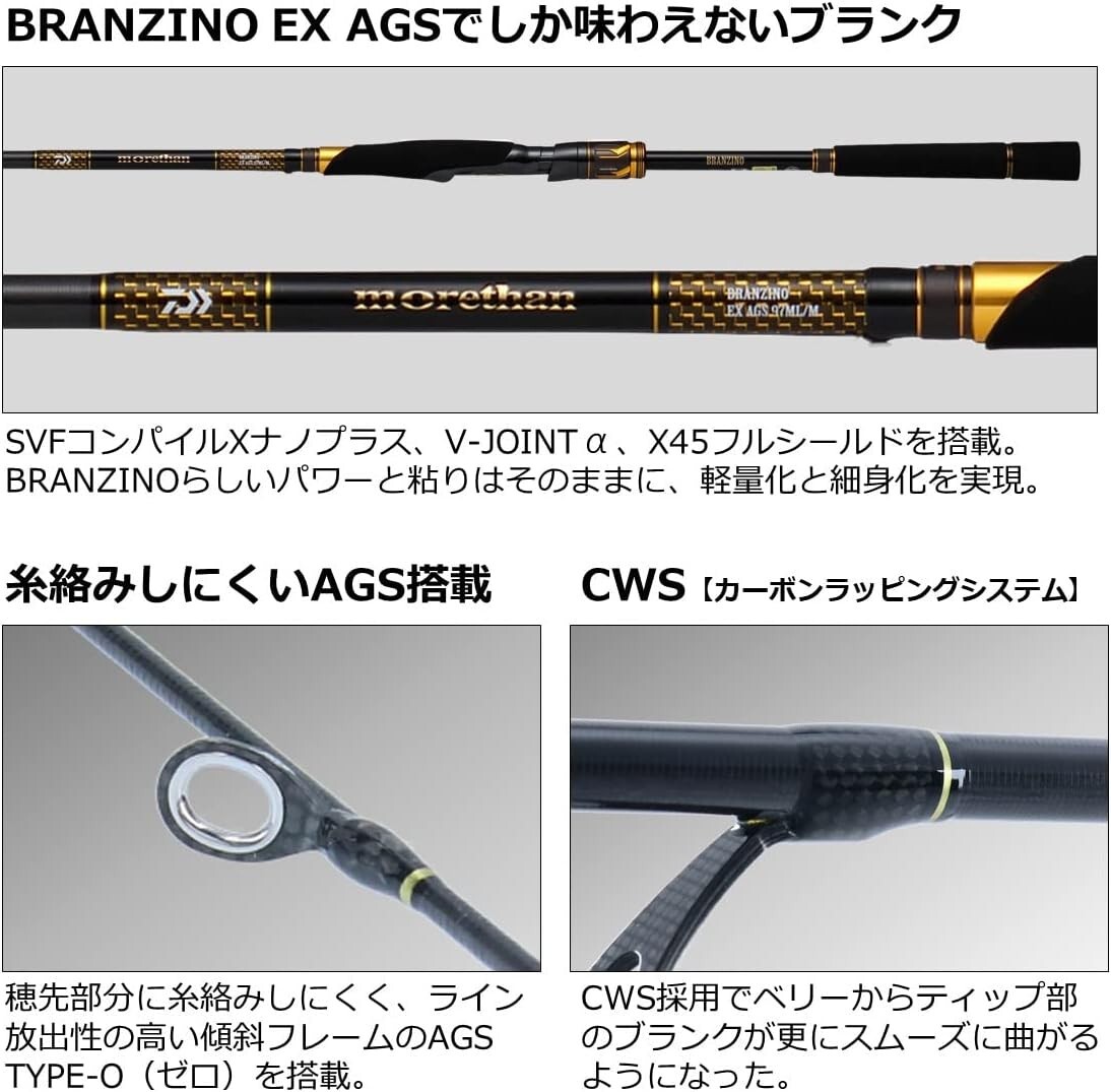 ロッド Daiwa morethan BRANZINO EX AGS 97ML/M Daiwa 20 MORETHAN BRANZINO EX AGS 97ML/M 9ft 7in Spinning