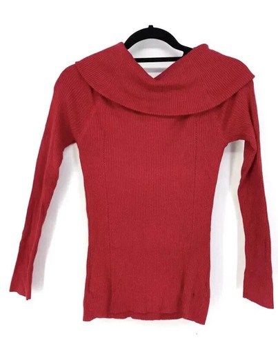 Torrid Womens Size 0 US L Cowl Neck Ribbed Knit Sweater Red - Picture 2 of 4