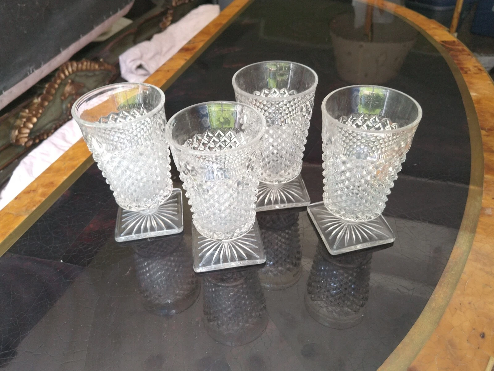 Westmorland English Hobnail Footed Ginger Ale Glasses (4)