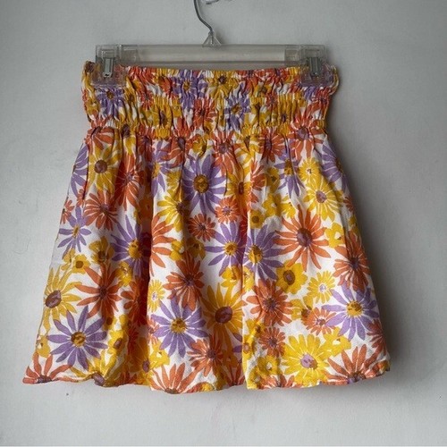 L Space Jax Floral Elastic Waist Mini Skirt XS