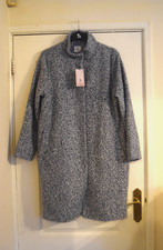 Brand New TU Blue Boucle Boyfriend Coat Jacket Size 18 Mid-Length Pockets BNWT