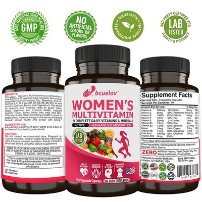 Women's Multivitamin for Immune Support Zinc & Vitamin 120 vegetable Capsules