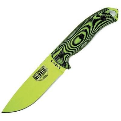 ESEE Model 5 3D, Messer mit 1095HC Klinge in Venom-grün, G10 Griff, Kydexscheide