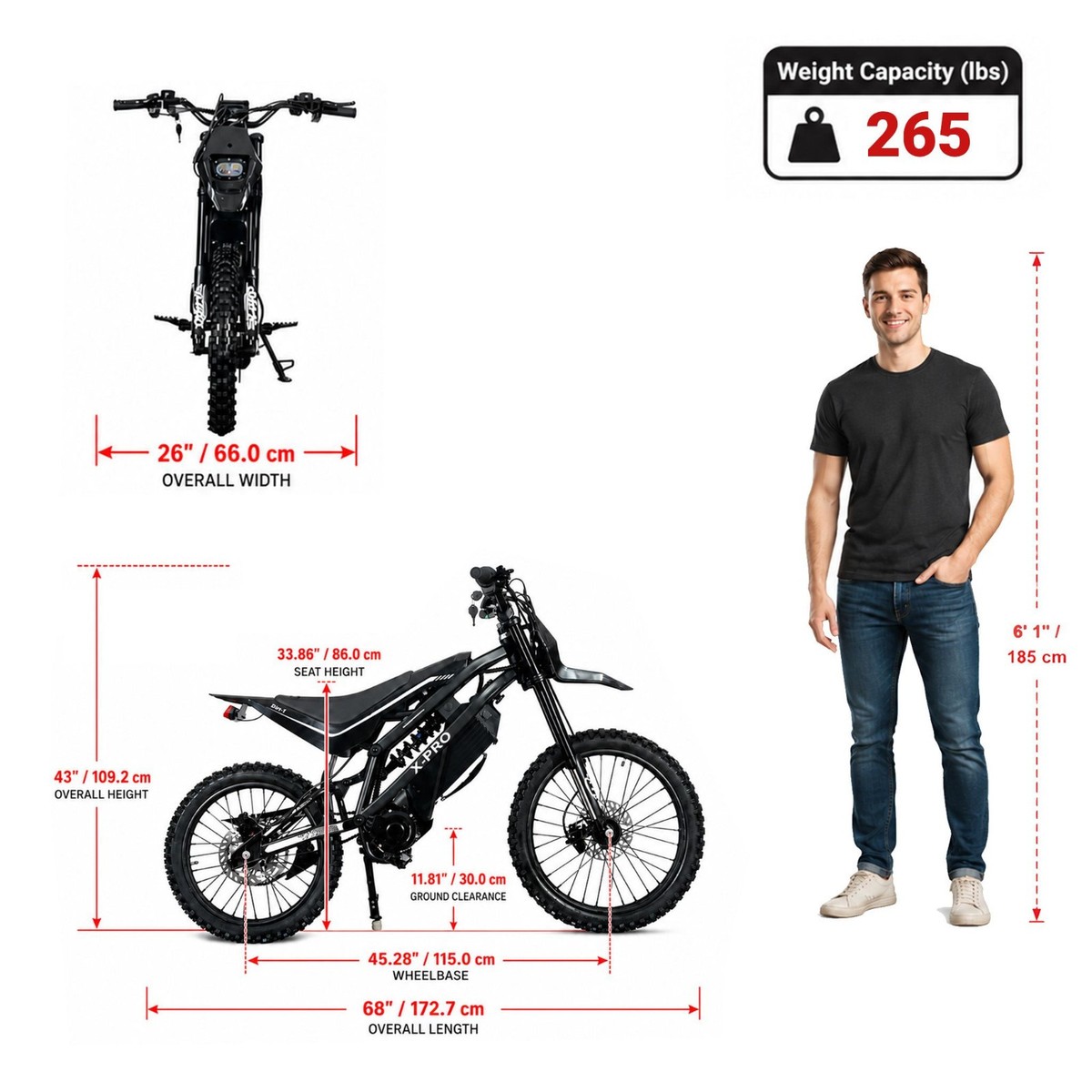 X-PRO DRAX X 4600W 60V 27AH Electric Dirt Bike Brushless Motor for