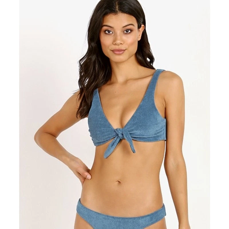 Купальник бикини Mara Hoffman Rio темно-синий махровый завязанный спереди верхний размер L - Изображение 2 из 4