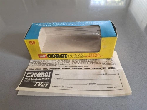 Corgi Toys# 159 Cooper-Maserati F-1  Original Empty Box.