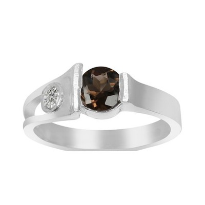 3.7 Ct Round Smoky Topaz 925 Silver Ring Gift for Women on Diwali