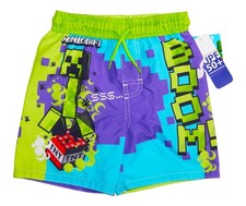 MINECRAFT CREEPER Swim Trunks UPF-50 Bathing Suit Boys Size 4, 5-6 or 7 NWT 25