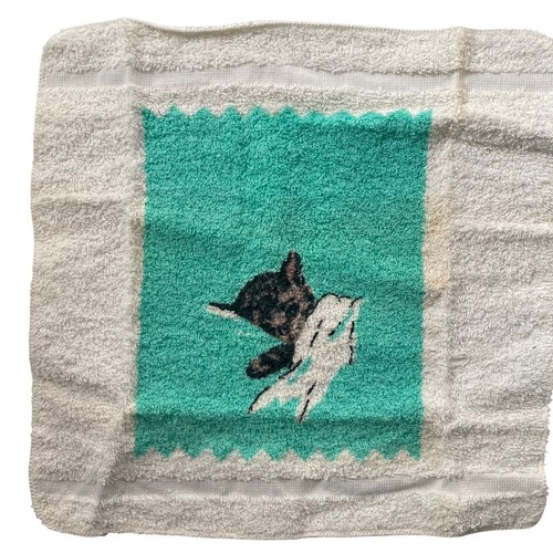 Vintage Chessie Chesapeake Railroad Cat Towel Set Aqua Bath Hand Washcloth READ - Picture 7 of 24