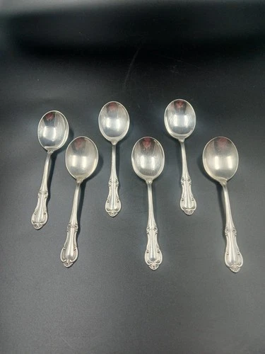 International Sterling Silver Joan of Arc Soup Spoons, Set of 6