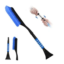 37" Extendable Snow Brush and Ice Scraper for Car Windshield, Detachable Blue