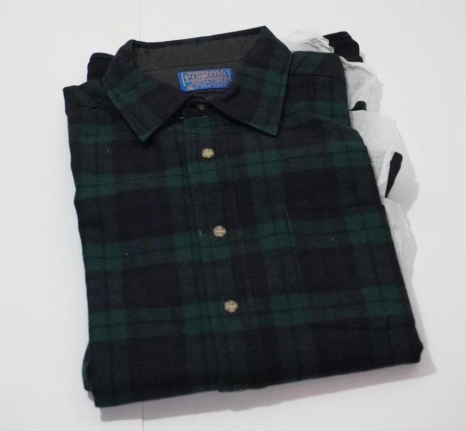 Pendleton Camisa de Lana Chaqueta Hombre Grande - Blackwatch Verde y Negro Cuadros  Foto 2 de 2