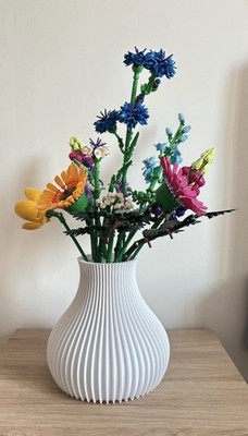 Vase weiß mit Stielhalter für Lego Blume