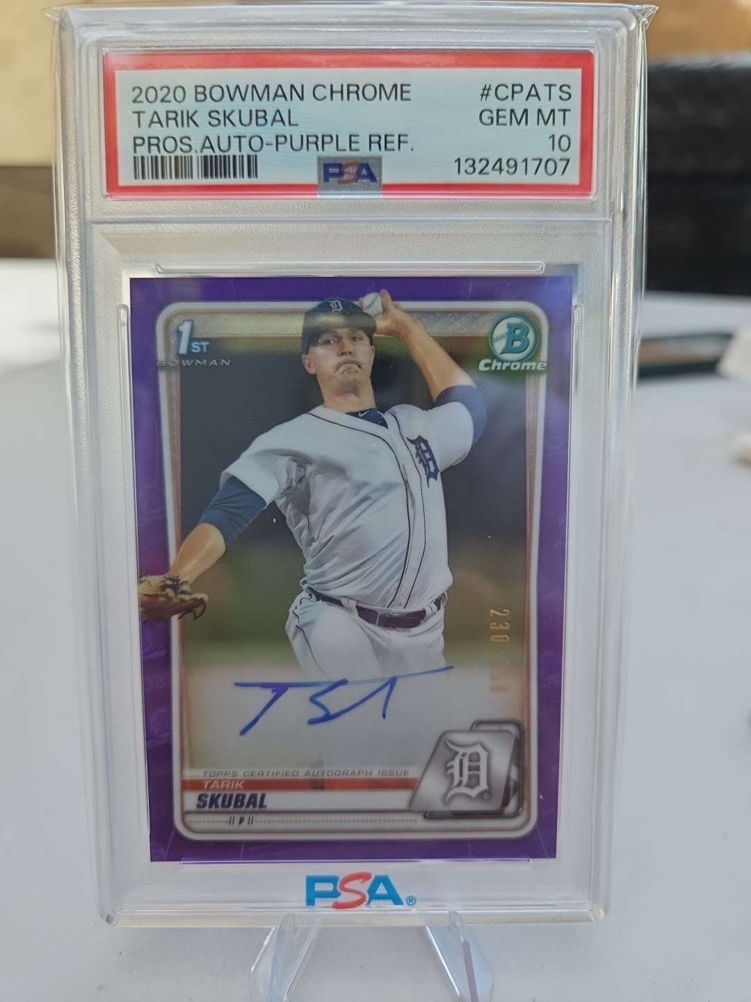 2020 Bowman Chrome Prospects Tarik Skubal #cpa-ts Purple Refractor /250 Auto