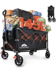 RoveStep Collapsible Wagon Cart Heavy Duty Utility Carts with All Terrain Whe...