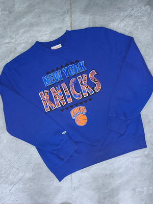 Sudadera New York Knicks Azul Vintage Talla L Crewneck Mitchell And Ness NBA