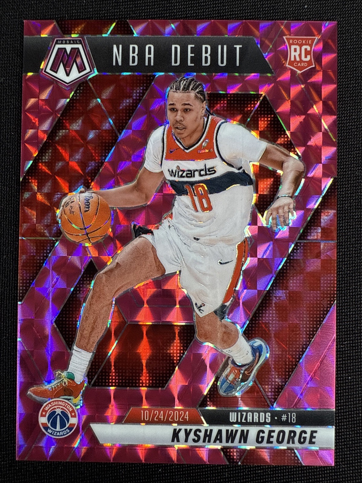 Kyshawn George Rookie Card RC 2024-25 Panini Mosaic NBA Debut Pink /175 #256
