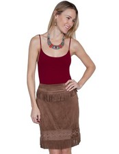 Scully Western Skirt Womens Fringe Embroidered Chocolate F0 HC252