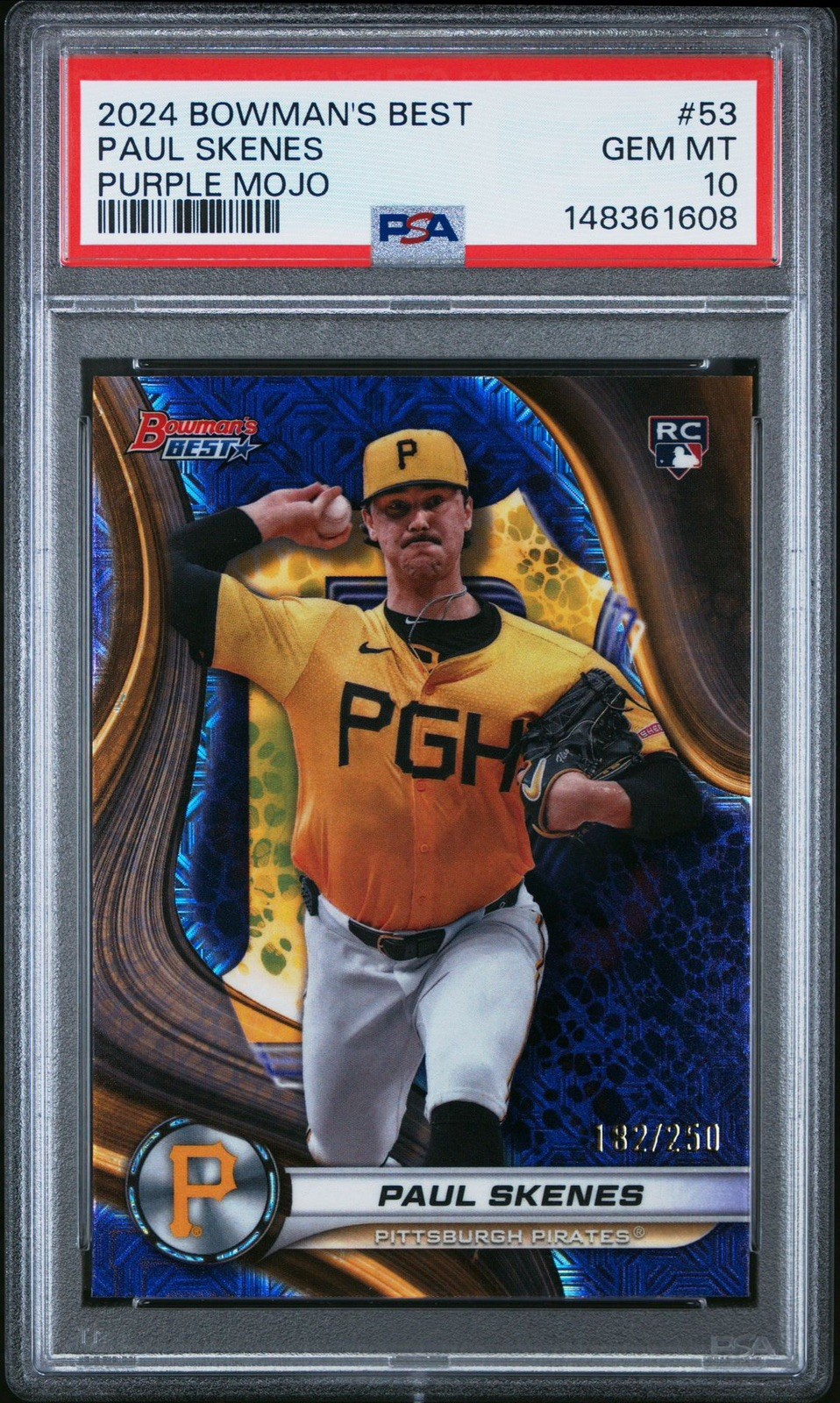 Paul Skenes 2024 Bowman's Best #53 Purple Mojo Refractor /250 (RC) CY YOUNG!