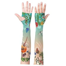 Gardening Sleeves for Women Farm Sun Protection Thorn Proof Green Dragonfly