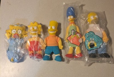 The Simpsons Vintage 1990 Burger King Plush Dolls Set of 5 Good Condition 