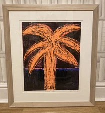 Vintage Screen Print “sunset Palm “ Artist Proof Signed Framed Gallery Wall