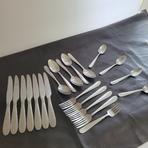 Vintage Handtuch 18/10 Edelstahl AMERIKANISCH GEHÄMMERT Besteck Set (21) Teile - Bild 11 von 12